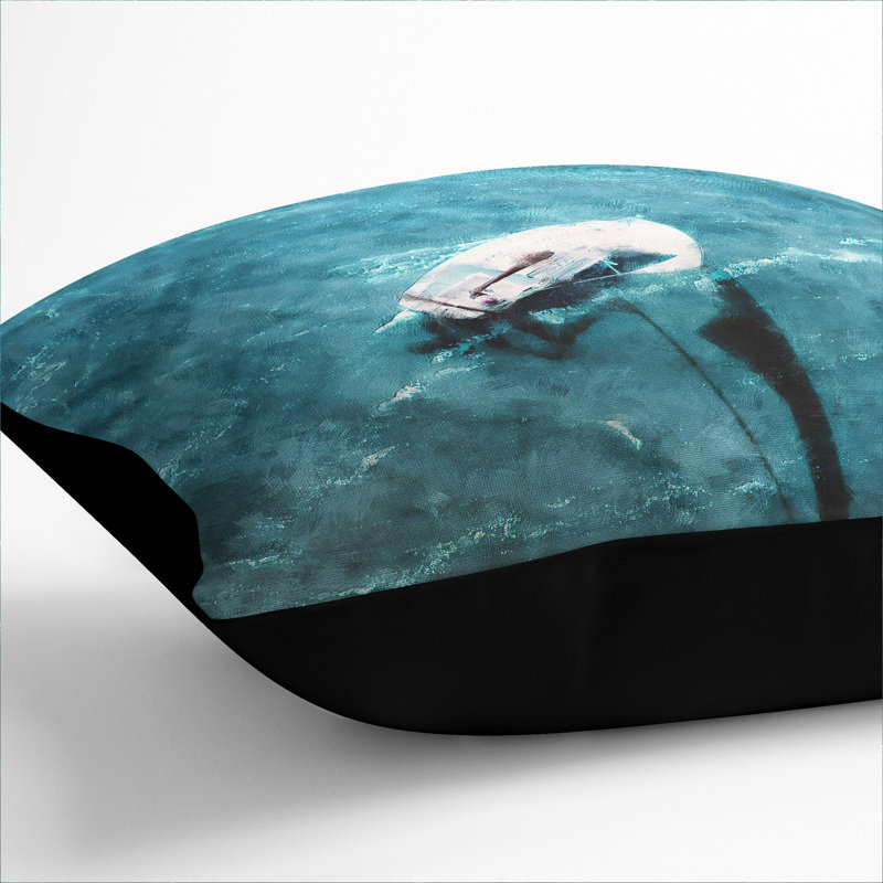 Scow Boat out Sailing Scatter Cushion, Black, 40cm H x 40cm W x 15cm D