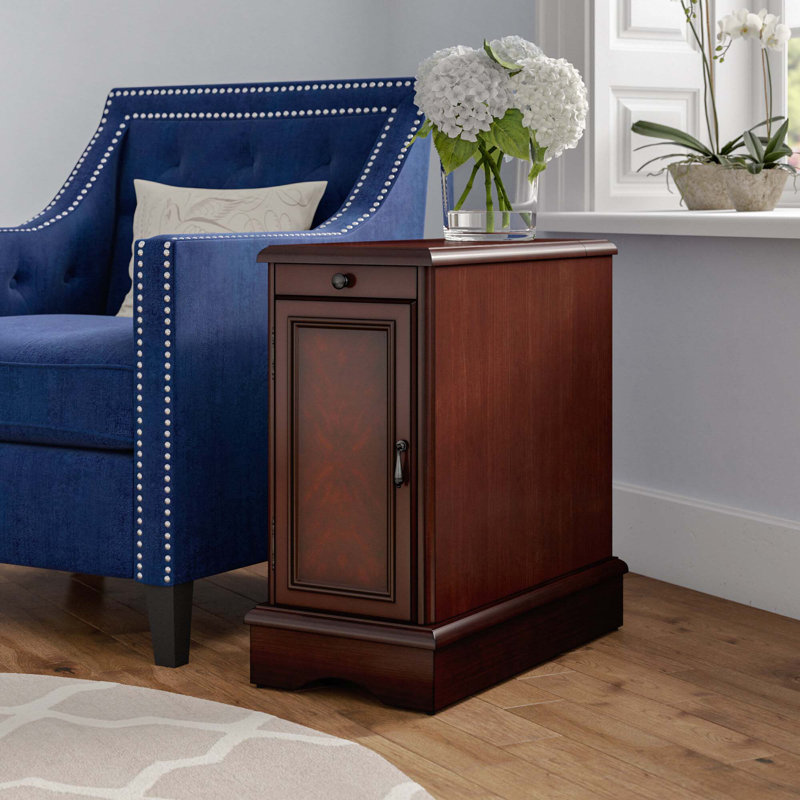Korhonen End Table and Built-In Outlets, Cherry