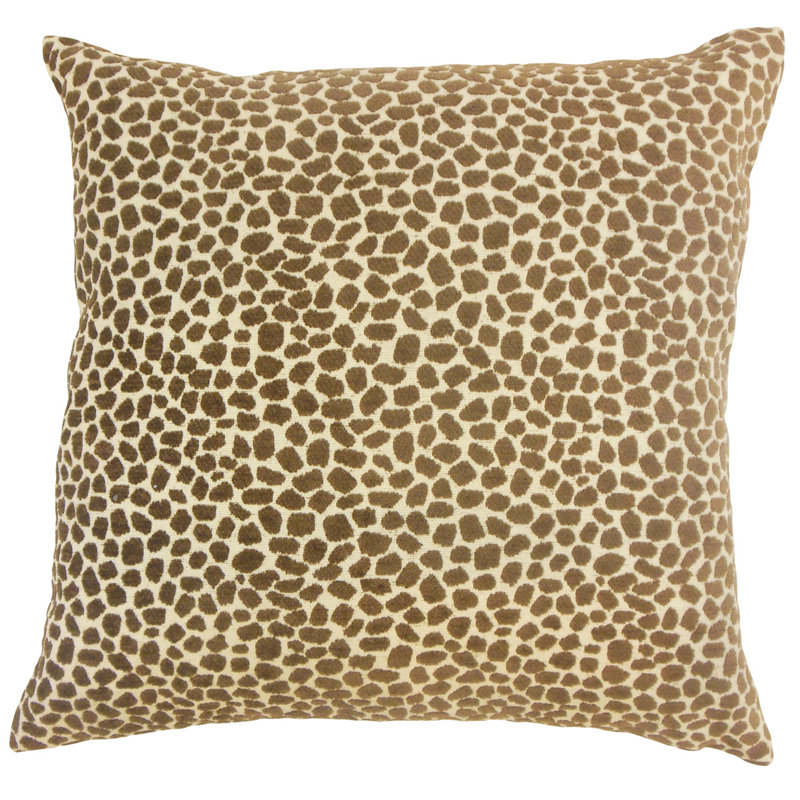 Meltem Animal Print Cotton Throw Pillow Cover, 18" x 18", Polyester/Polyfill