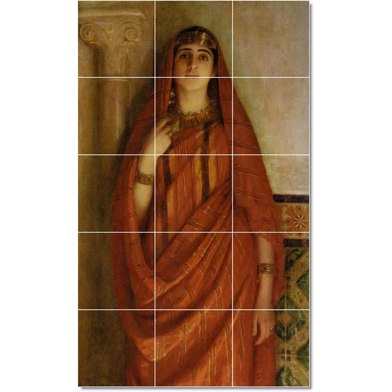 Carreau de céramique décorative 18 po x 30 po 6 po x 6 po, Albert Aublet, femme, peinture W22031