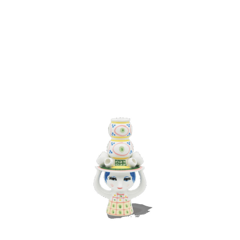 Lady With Hat Candle Holder H 6.3" Pink