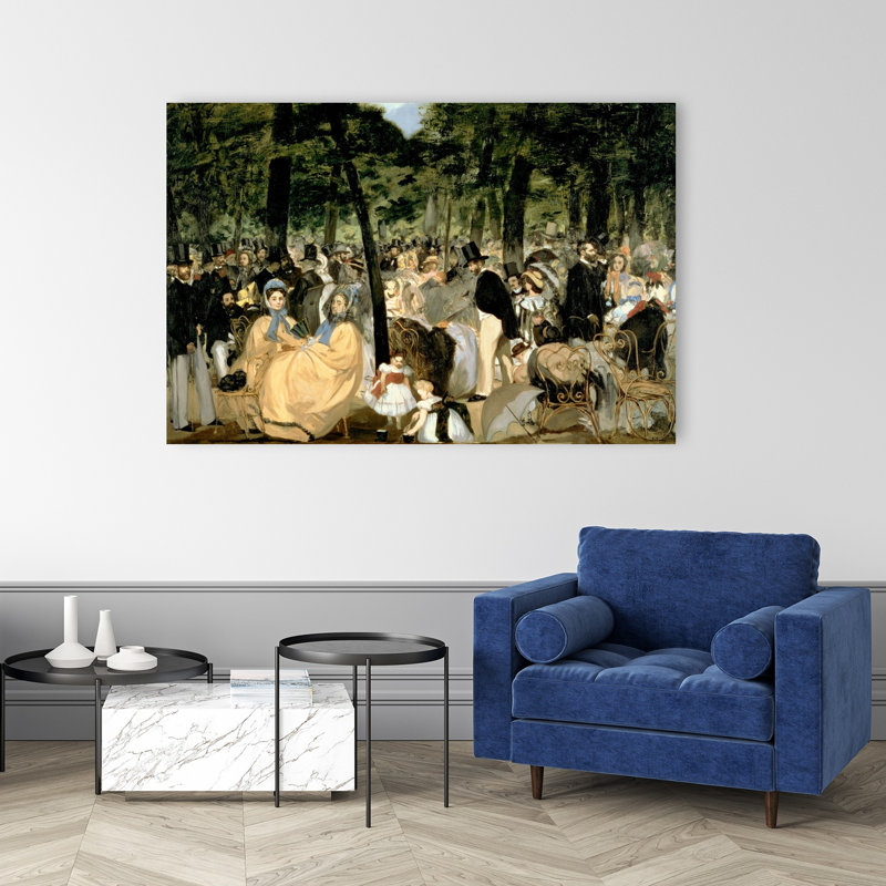 Music In The Tuileries Gardens, 1862 Impressionist Abstract Contemporary Dog City Tree Wall Art Print, 101.6cm H x 152.4cm W