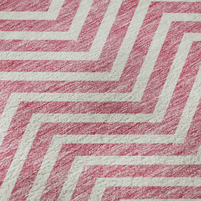 Premium Machine Washable Prisco Pink Rug, Rectangle 1'8" x 2'6"