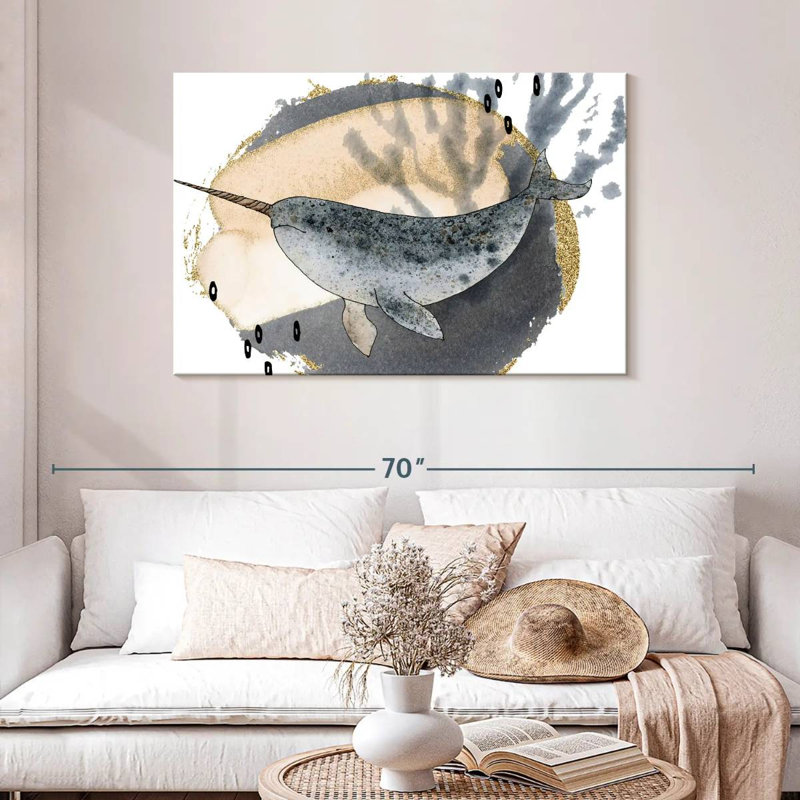 Brampt Boho Style Narwhal, 30" H x 45" W