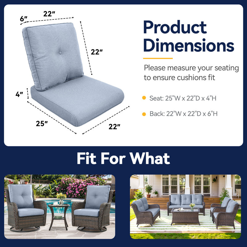 Outdoor 4'' Seat / Back Cushion