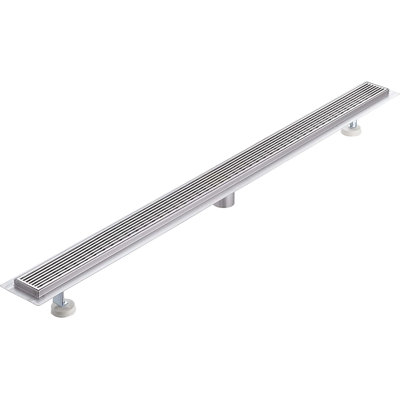 KBFmore Linear Wedge Wire Grate Shower Drain with Removable Hair Catcher and Levelling Feet