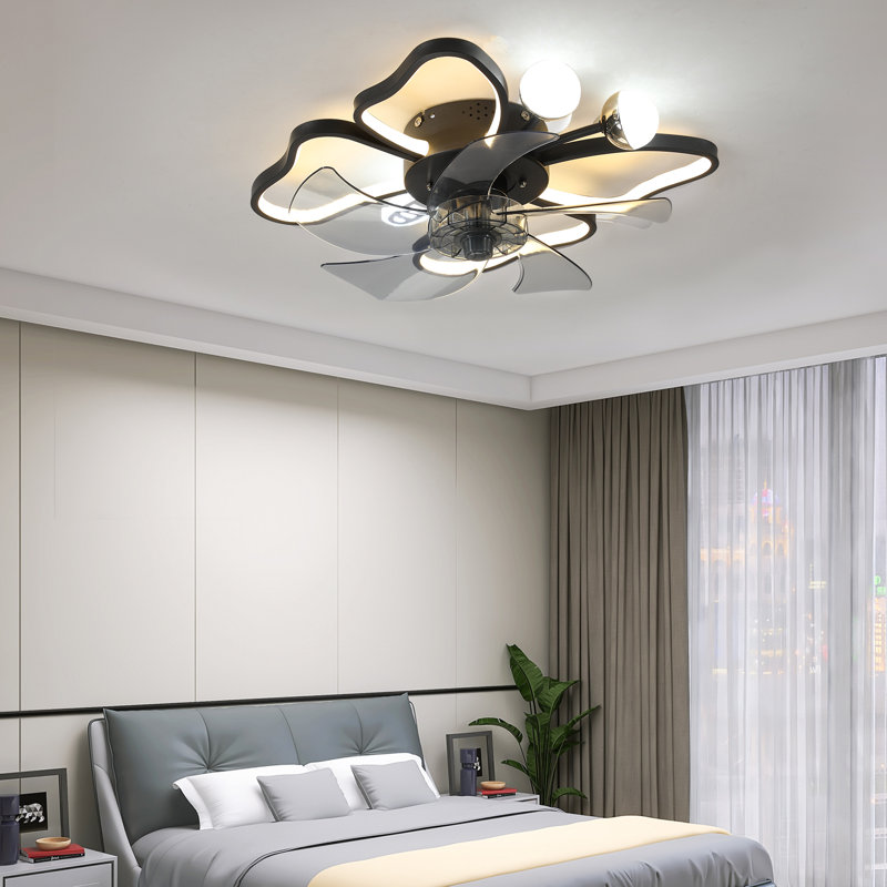 Ventilateur de plafond moderne 19,7 "à DEL avec lumière et télécommande, à intensité variable et à profil bas pour chambre à coucher