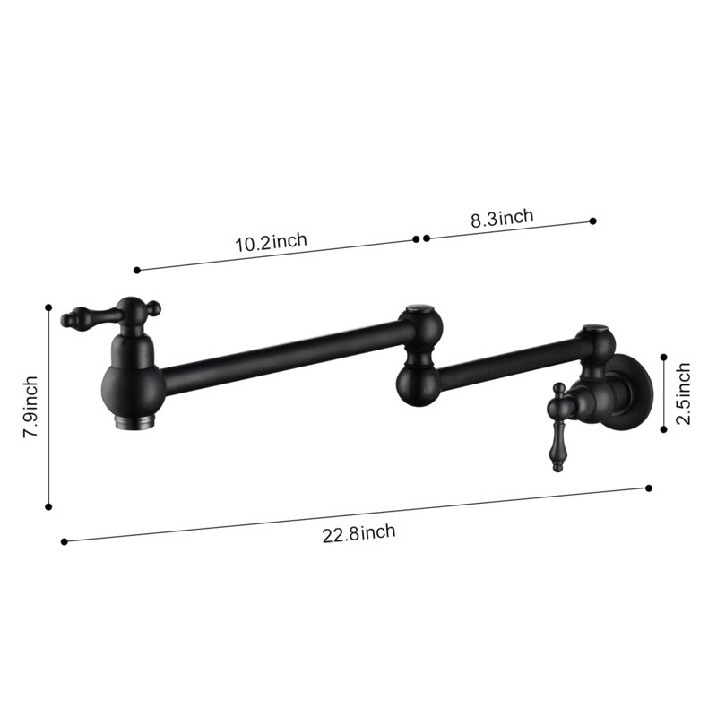 Wall Mount Folding Kitchen Pot Filler Faucet, Matte Black