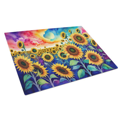 Sunflowers in Colour Glass Cutting Board Large