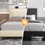Structure de lit double avec ambiance, station de charge et réglage confortable de la tête de lit. Contemporain pour un assemblage facile dans la chambre à coucher, fonctionnement silencieux, revêtement en lin d'aspect lin, haut-parleur, réglable-617211907