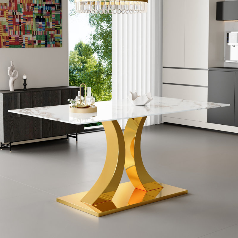 Dining Table with Double shaped metal legs