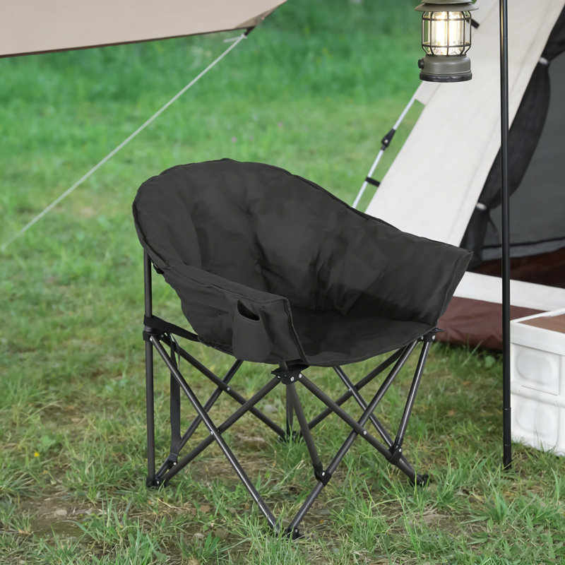 Camping Chair For Adults, Portable Camping Chairs With Phone Pouch And Side Cup Holder, Heavy Duty Padded Outdoor Chairs For Camping