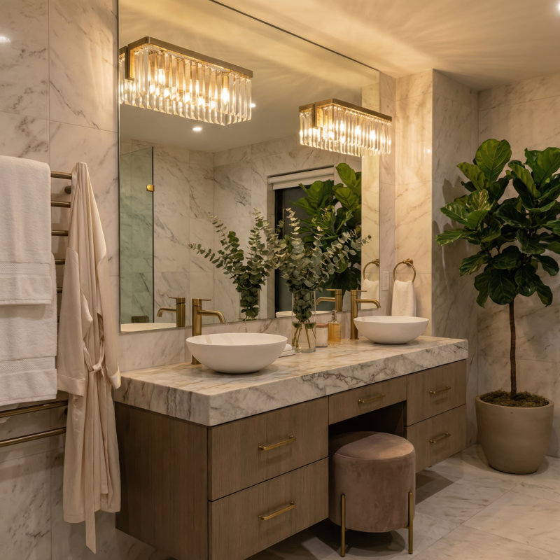 Éclairage pour meuble-lavabo social Club - Havane doré - l 21,5 po