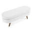 Oval White Linen With Steady Rubber Wood Legs For Function Footstool Solid Storage Bench-1031200231