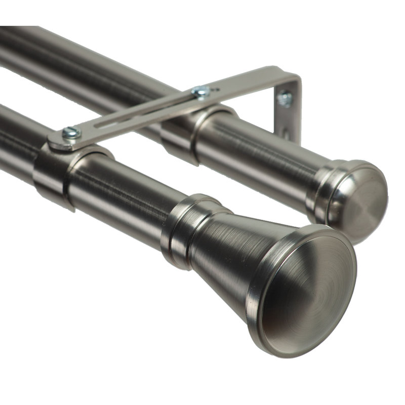 Tringle à rideaux double 1,13 po Marblehead, Inoxydable, H 3 po x l 96 po x P 6 po