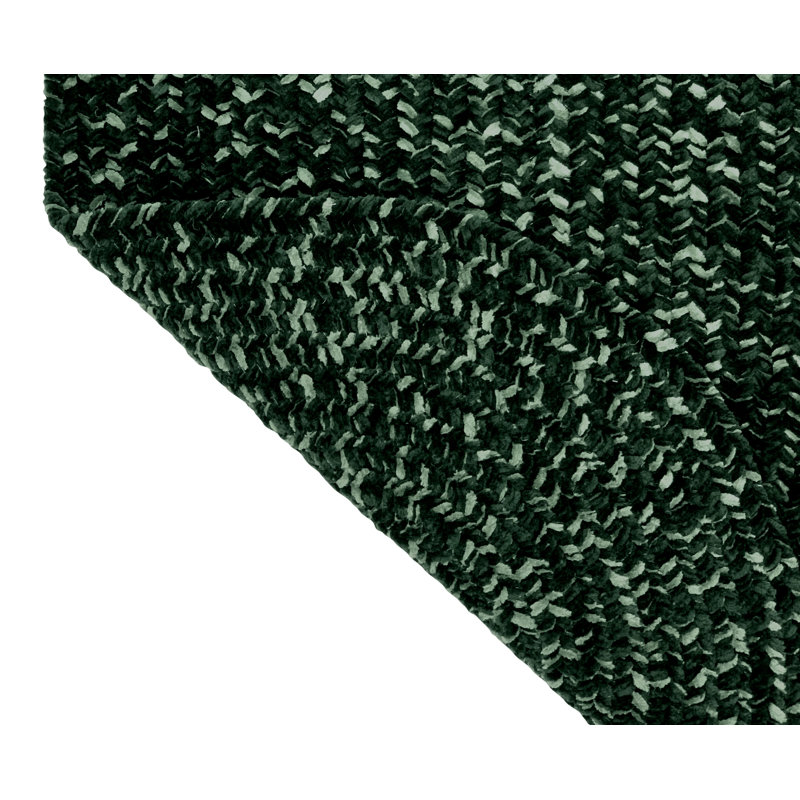 Tapis émeraude en polyester tressé à la main Dario, Ovale 60 po x 96 po