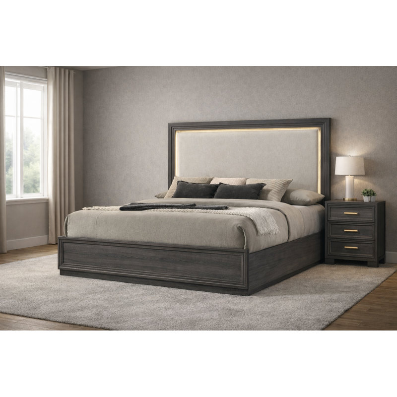Ensemble de chambre à coucher pour grand lit 2 pièces 2041 Highland Grey, Gris anthracite, Grand