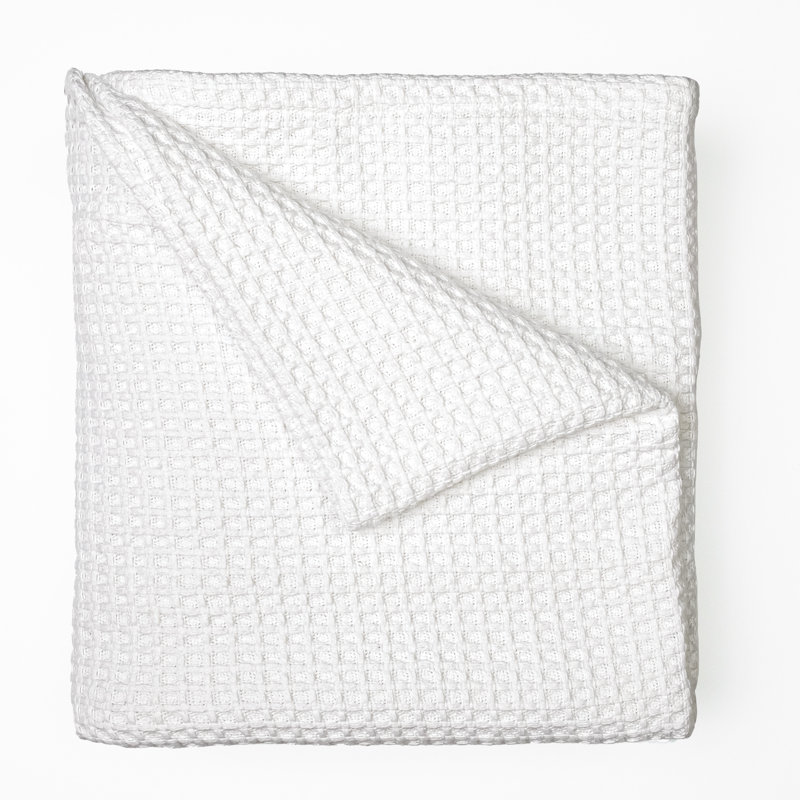 Couverture en coton Waffle Weave, Blanc, Grand