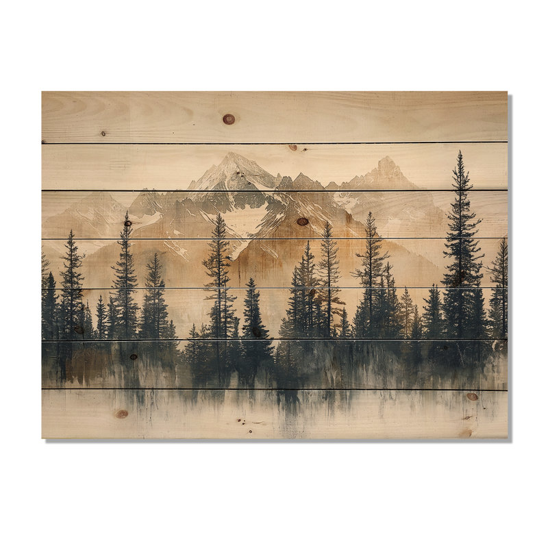 Timber And Peaks Mountain Simplicity In Winter I - Landscape Mountains Wood Print, 30" H x 40" W x 0.78" D