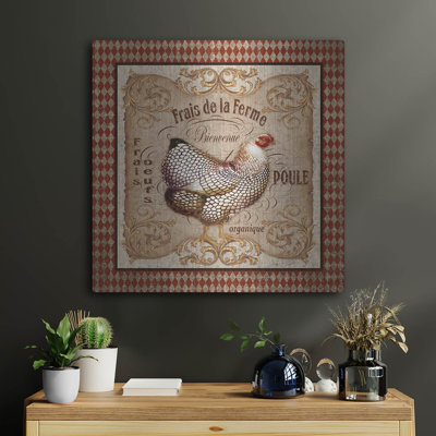 «Old World Poule 1» par Jean Plout, art mural en métal, 24 po x 24 po