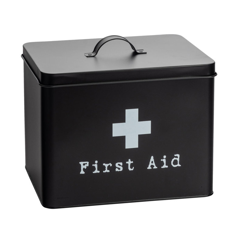 Harbour Housewares Vintage Metal First Aid Box - 29cm, Black