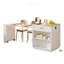 Îlot de cuisine 82,7 pouces avec table de salle à manger extensible pour 4 à 6 personnes, table de cuisine bicolore avec rangement double, prise de courant, îlot de cuisine avec rangement 2 tiroirs et 2 tablettes latérales ouvertes, blanc, îlot de cuisine-2135770743