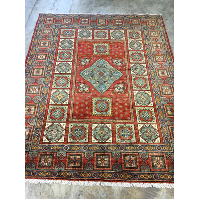 Apple Red Geometric Design 4'9" x 6'1"