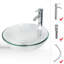 Lavabo de salle de bain vasque circulaire transparent fait à la main avec robinet