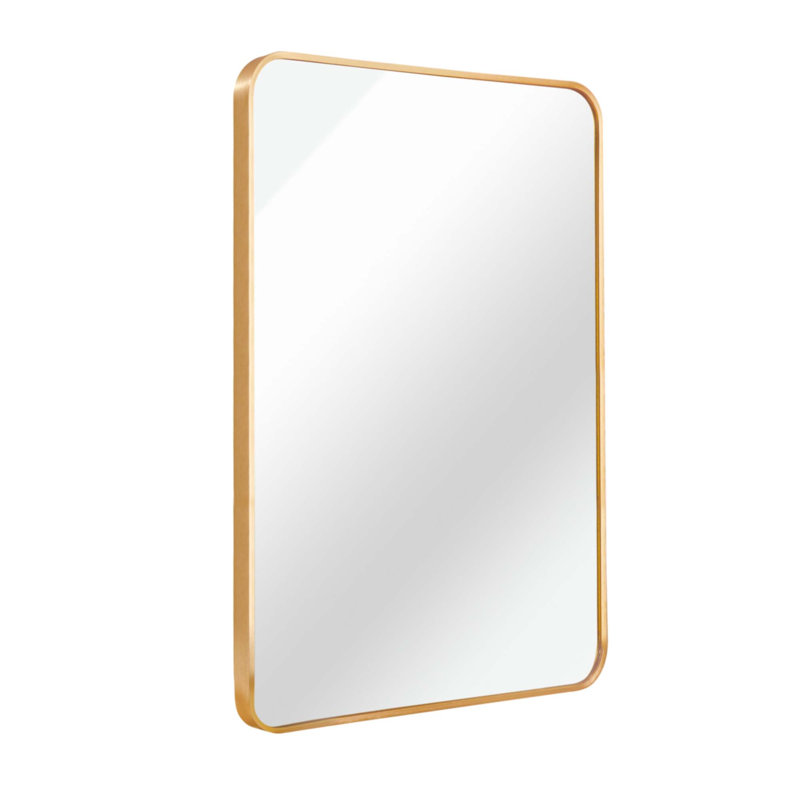 22X30 Inch Gold Metal Framed Rectangular Bathrrom Mirror, 30" x 22", Rectangle, Gold