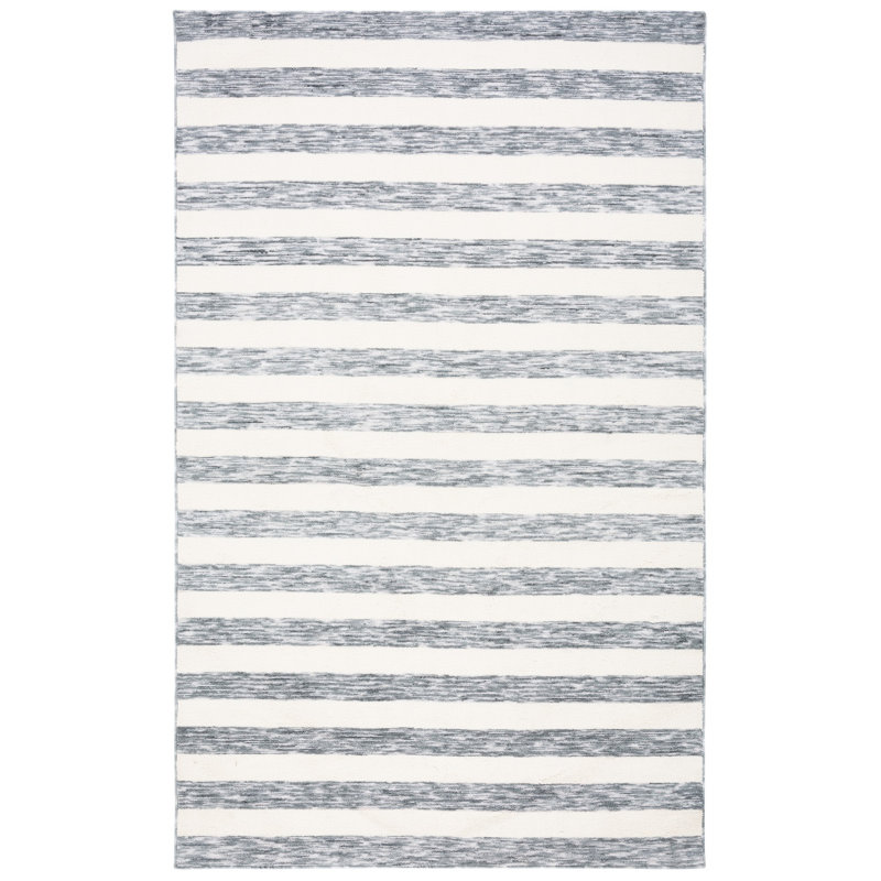 Tapis rayé gris / ivoire Kylian, Rectangle 6 pi x 9 pi