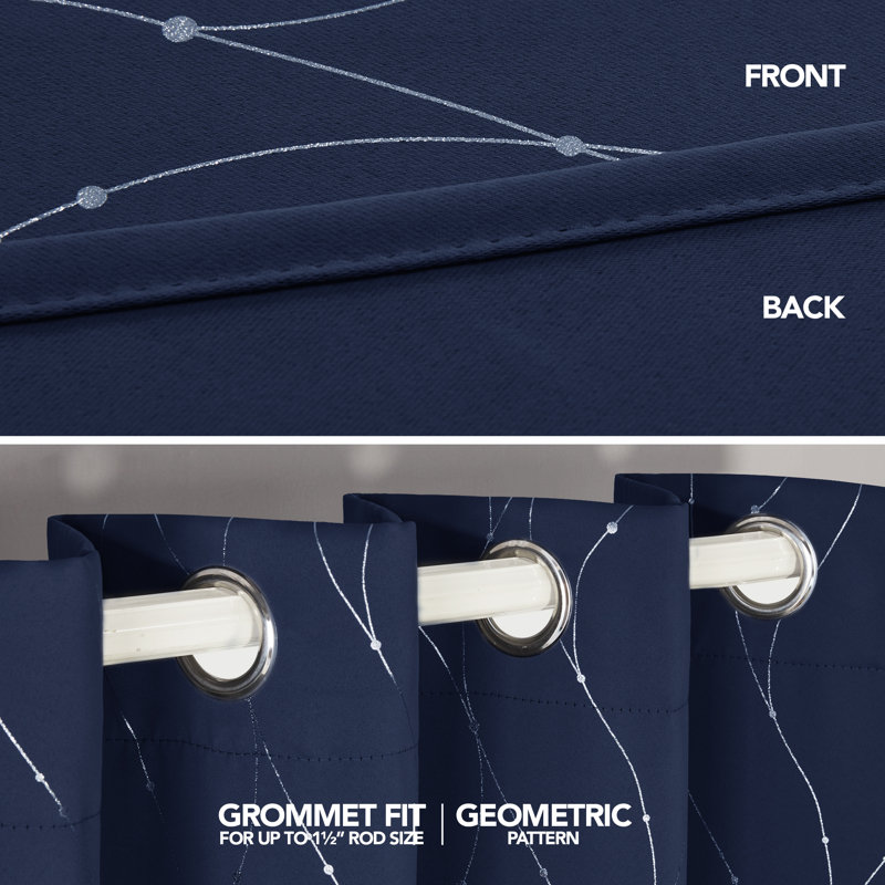 Cohmer Room Darkening Curtain Pair, 42" W x 45" L, Navy Blue