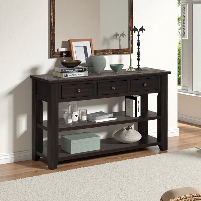 Console Cabras, Noir patiné, Noir, H 30 po x l 50 po x P 16 po
