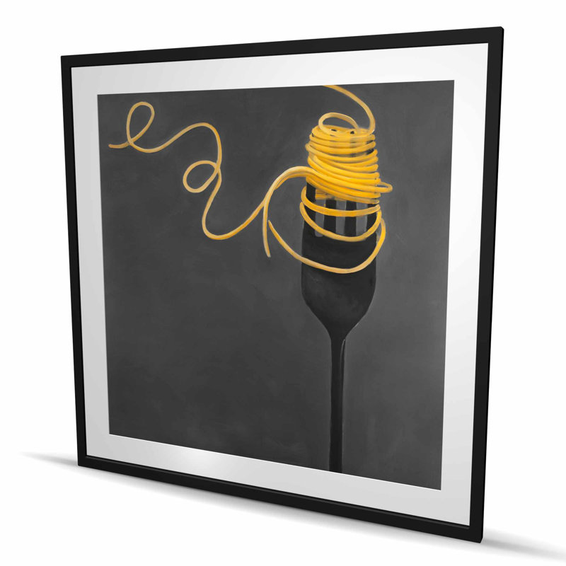 Spaghetti Pasta Around a Fork - Contemporary Framed Print
