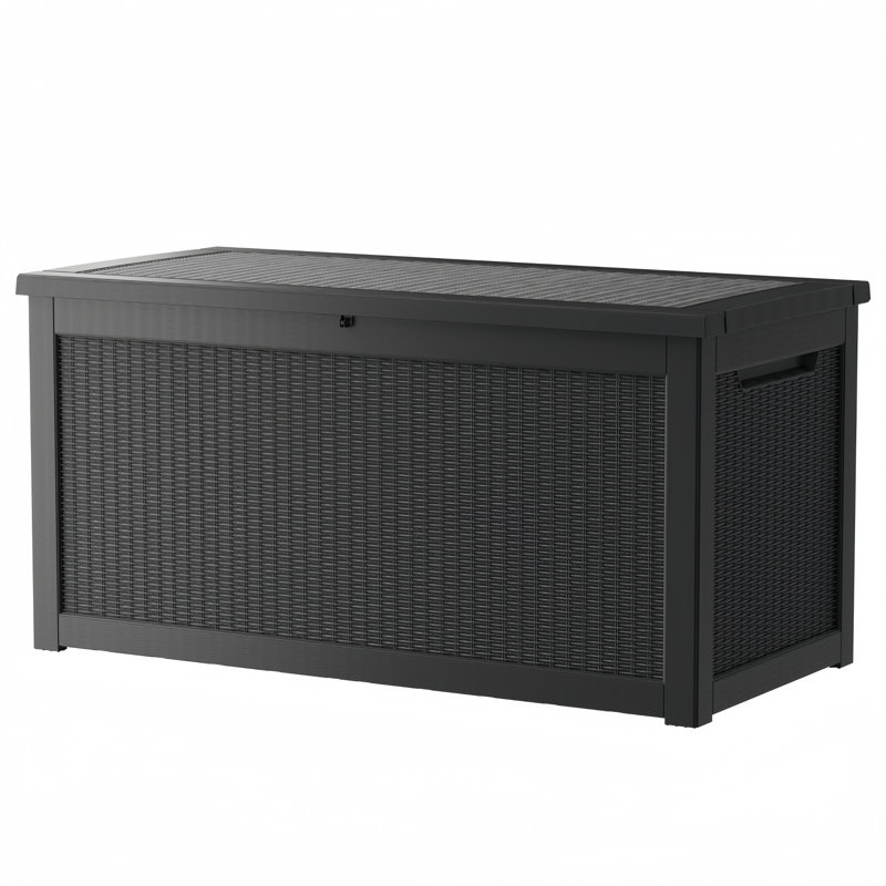 Yardgrace 320 Gallons Water Resistant Resin Lockable Deck Box, Black