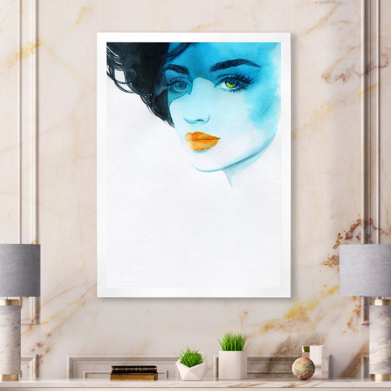 Portrait d'un élégant mannequin X - œuvre d'art sur toile Glam, H 12 po x l 8 po x P 1 po, Cadre photo blanc