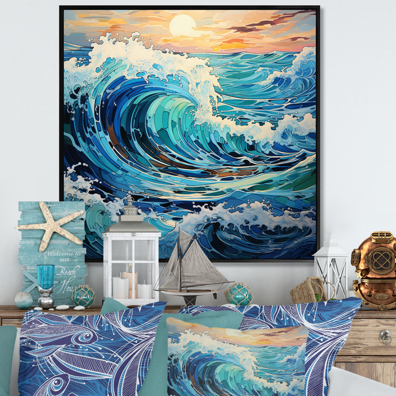 Coastal Waves Of Wonder IV - Nautical & Beach Canvas Prints, H 24 po x l 24 po x P 1 po, Cadre flottant noir