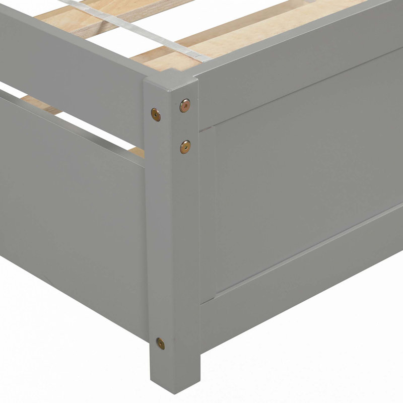 Structure de lit plateforme simple avec lit gigogne, Gris