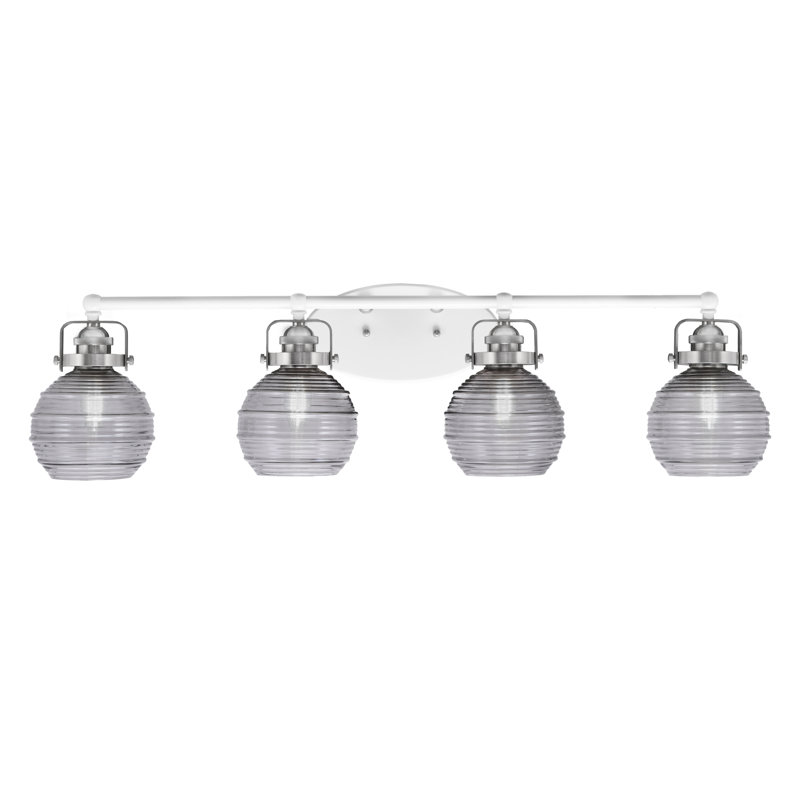 Barre d'éclairage de salle de bain 4 lumières Easton, Gris, Blanc / nickel brossé