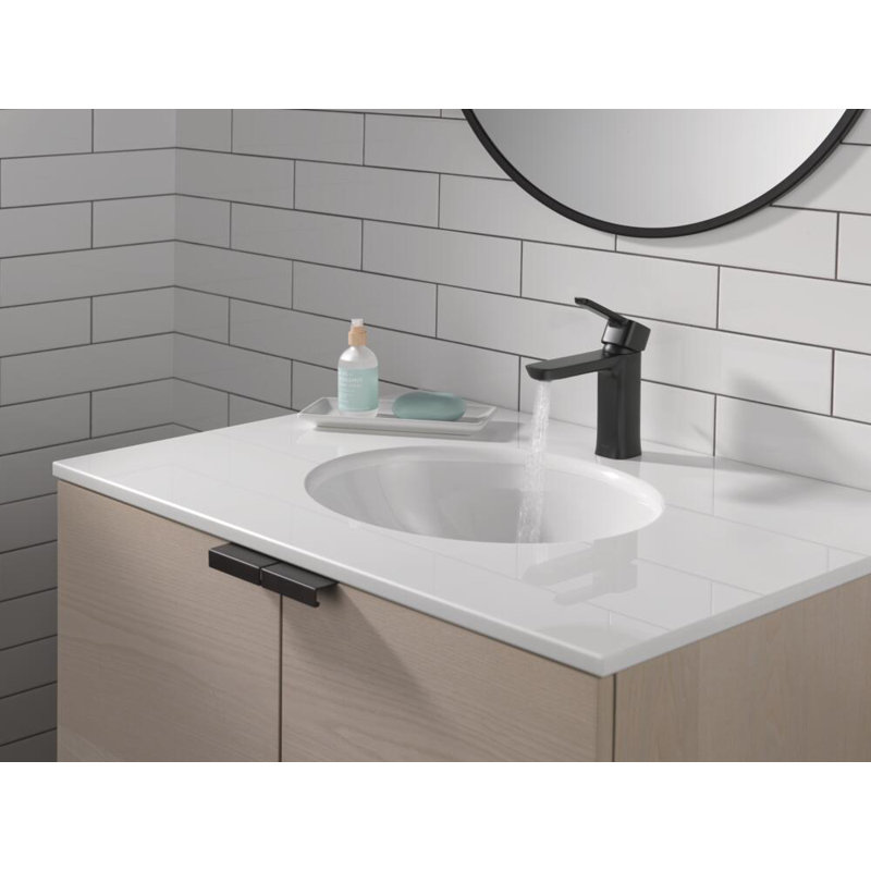 Modern Single Hole Bathroom Faucet with Drain Assembly, Single Handle Bathroom Sink Faucet, Matte Black