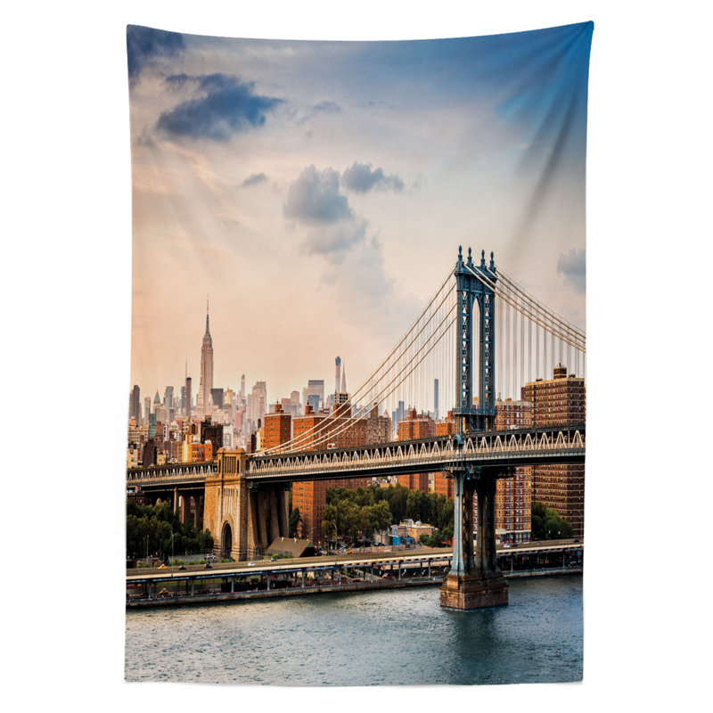 Manhattan Bridge and the New York Skyline Tablecloth, 84" L x 60" W