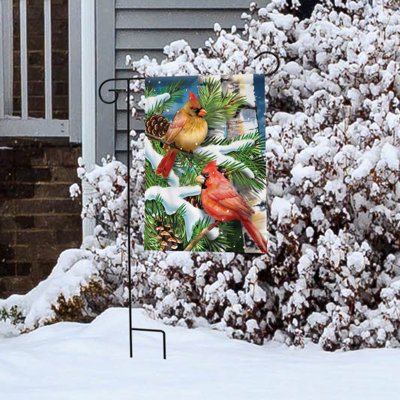 Snowy Cardinals Garden Flag