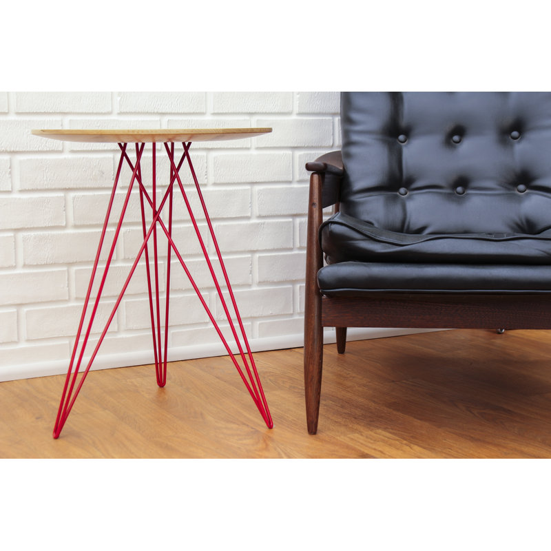 Hudson Solid Wood Top End Table, Maple, Red