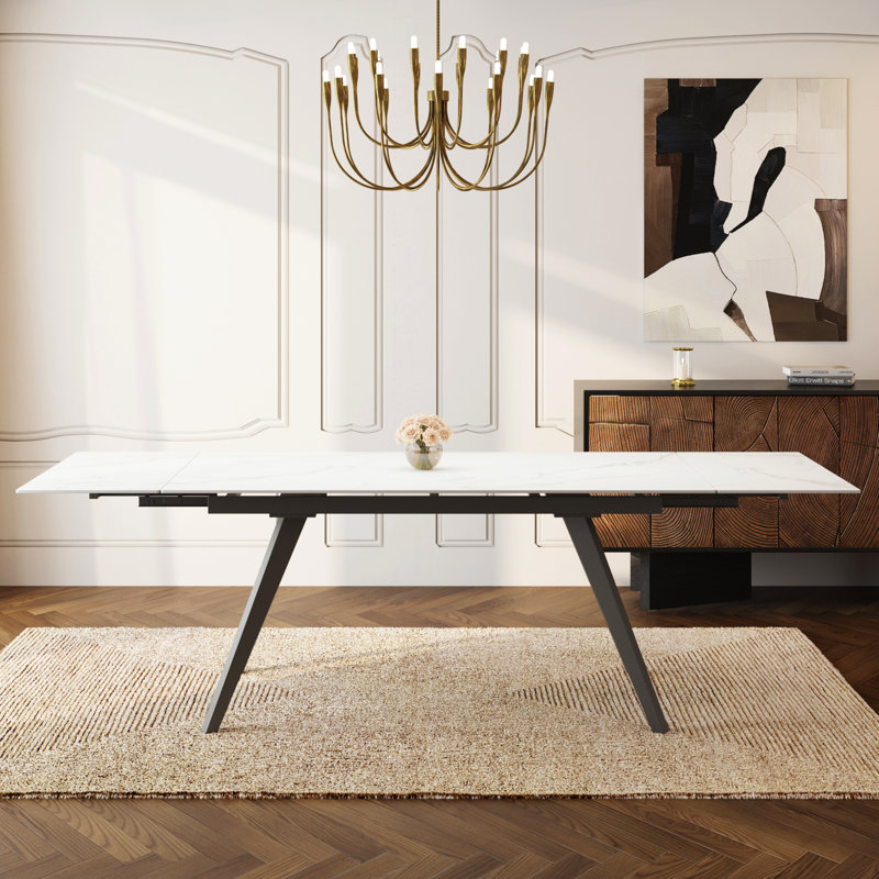  Moiser 63"-94.5" Extendable Rectangular Sintered Stone Dining Table Seat 8-10