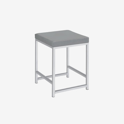 Light Grey Upholstered Square Vanity Stool