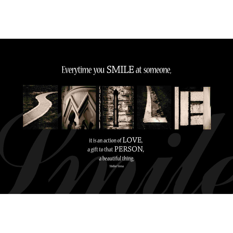 Smile - Art textuel sur toile tendue, H 8 po x l 12 po