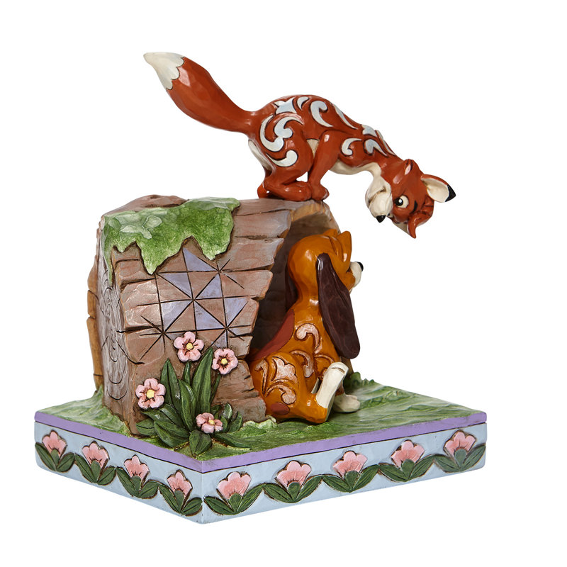 Figurine Disney Traditions par Jim Shore, le renard et le chien sur une bûche, 5,75 pouces