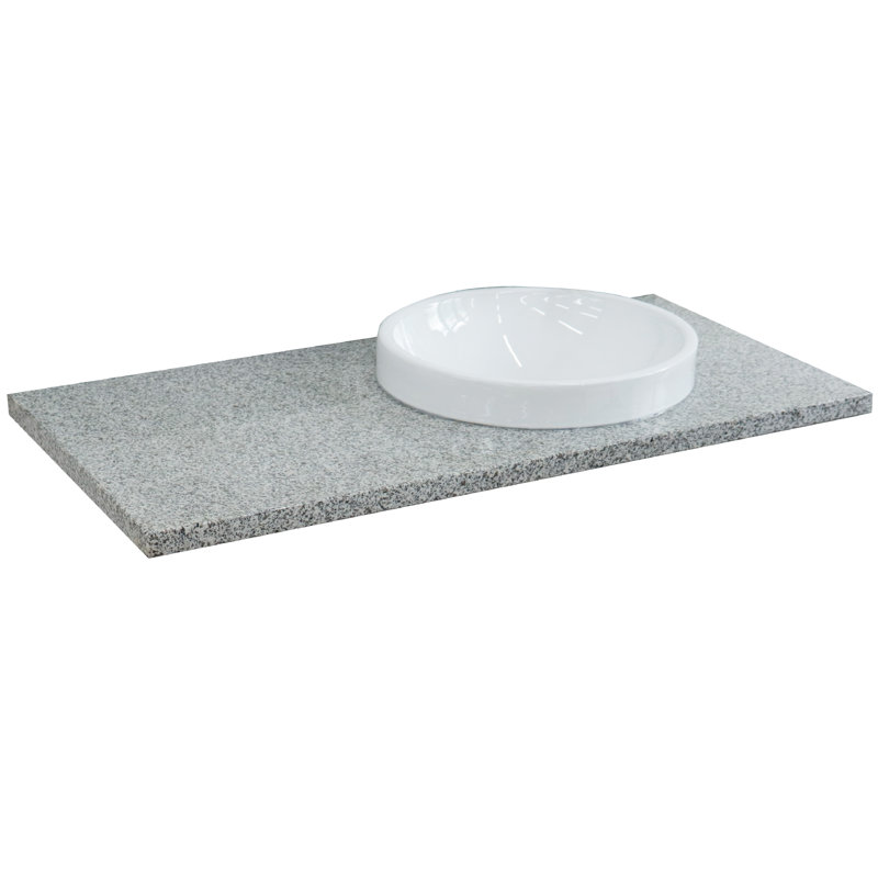 Plateau de meuble-lavabo simple 43 po avec lavabo, Grey Granite