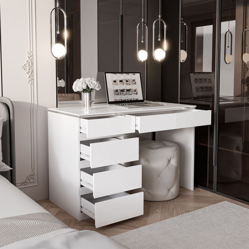 Desk AURORA with drawers, Silver