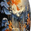 Horloge murale paysage d'hiver orange et bleu Papercut II-93381109