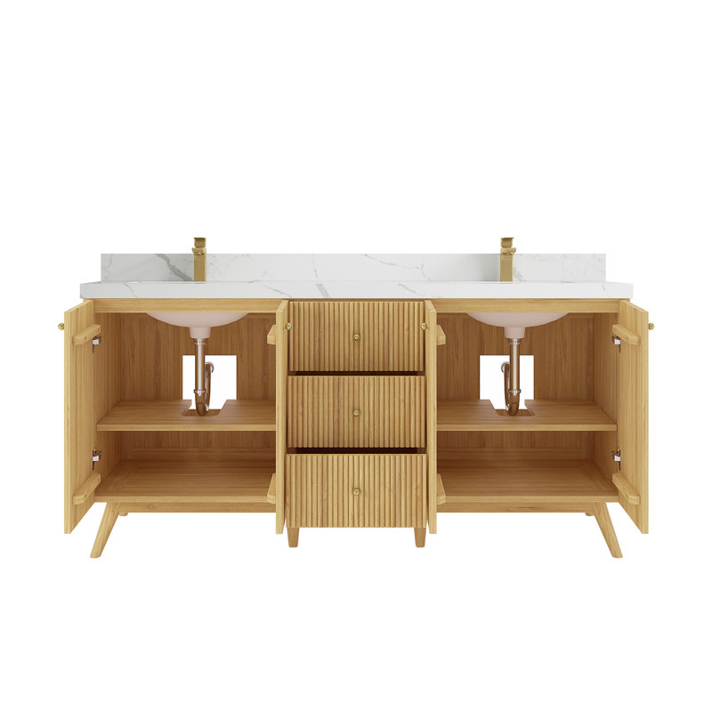 Ensemble de meuble-lavabo double 72 po Izzat, Calacatta Laza